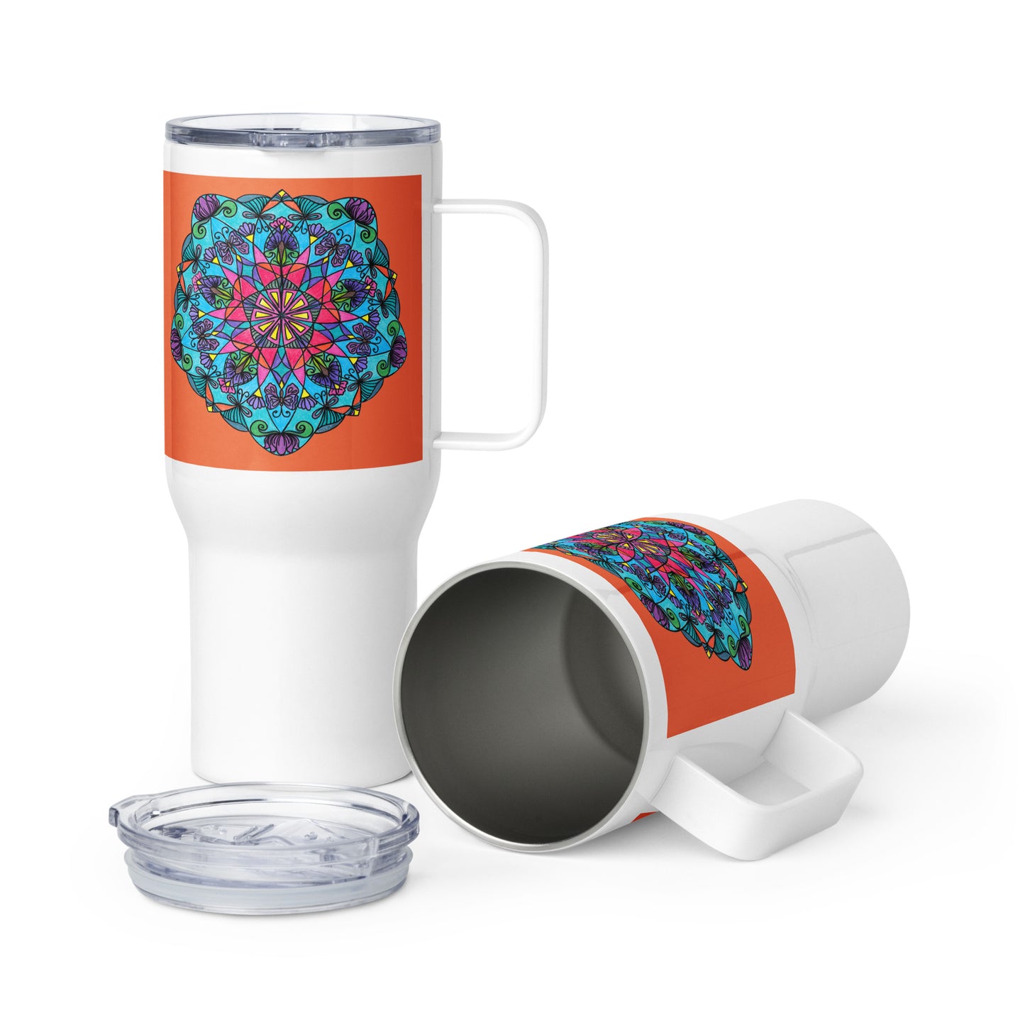 Enchanted Wings Mandala 25-oz Travel Mug with Handle