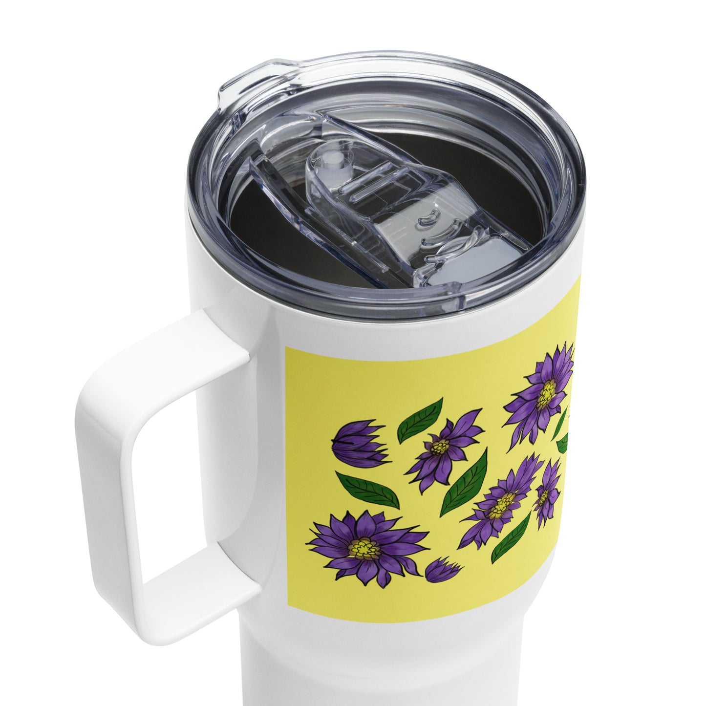 Purple Daisies 25-oz Travel mug with Handle