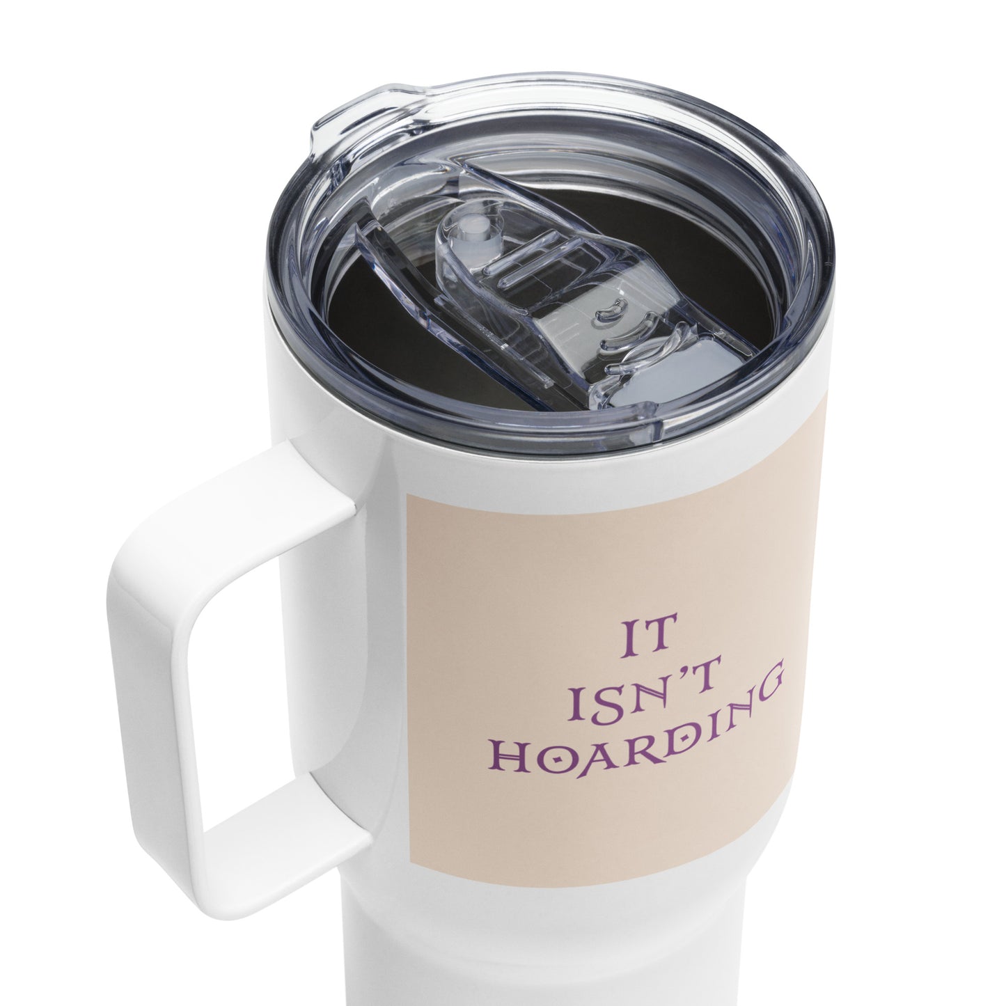 Whimsical Purple Book Hoarding Dragon 25-oz Travel Mug with Handle