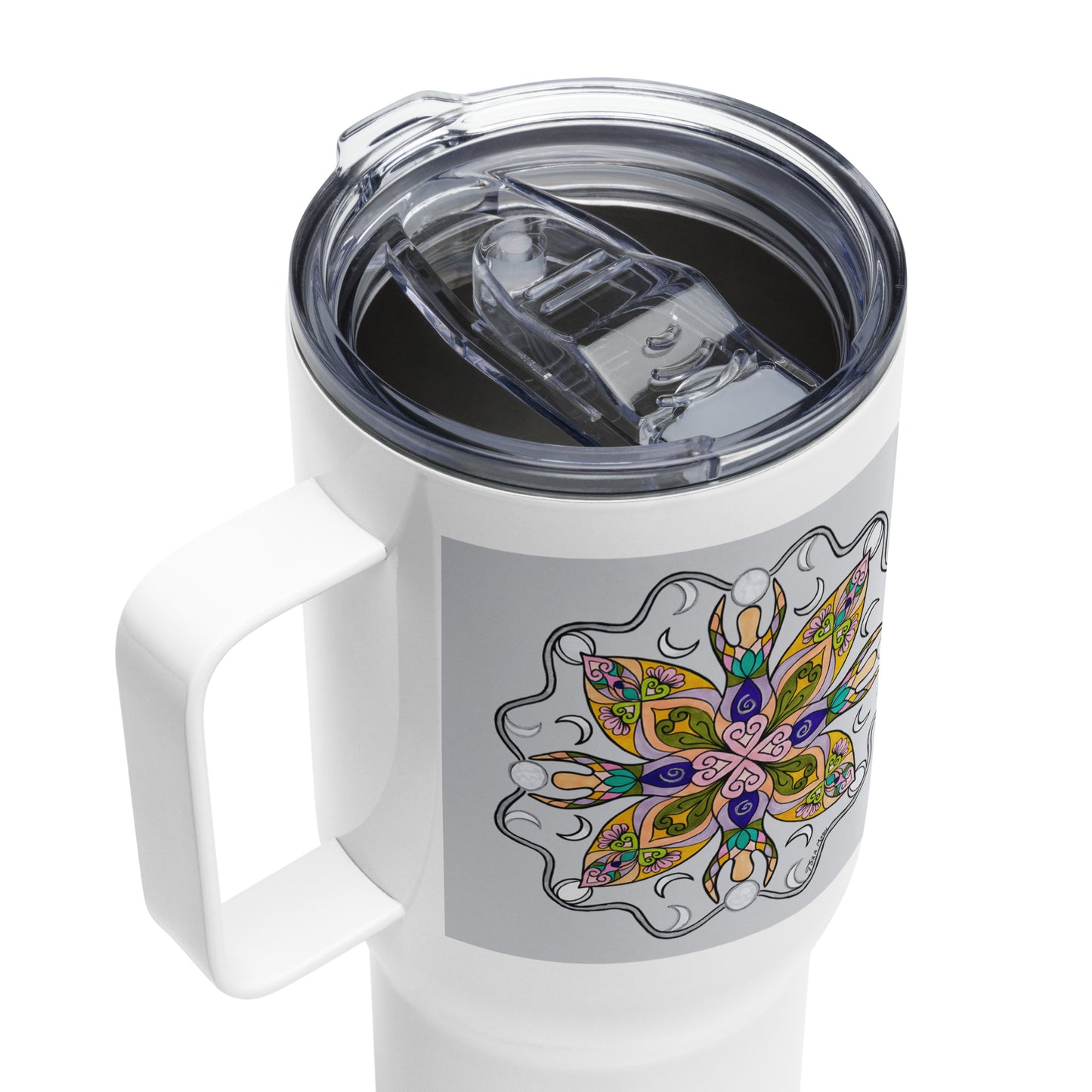 Moonlit Goddess Mandala 25-oz Travel Mug with Handle
