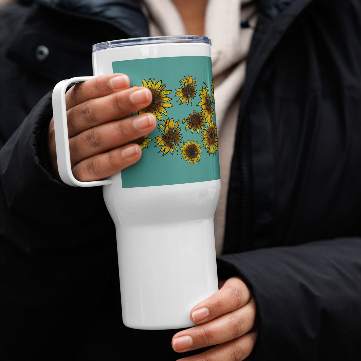 Sunflowers 25-oz Travel mug with Handle