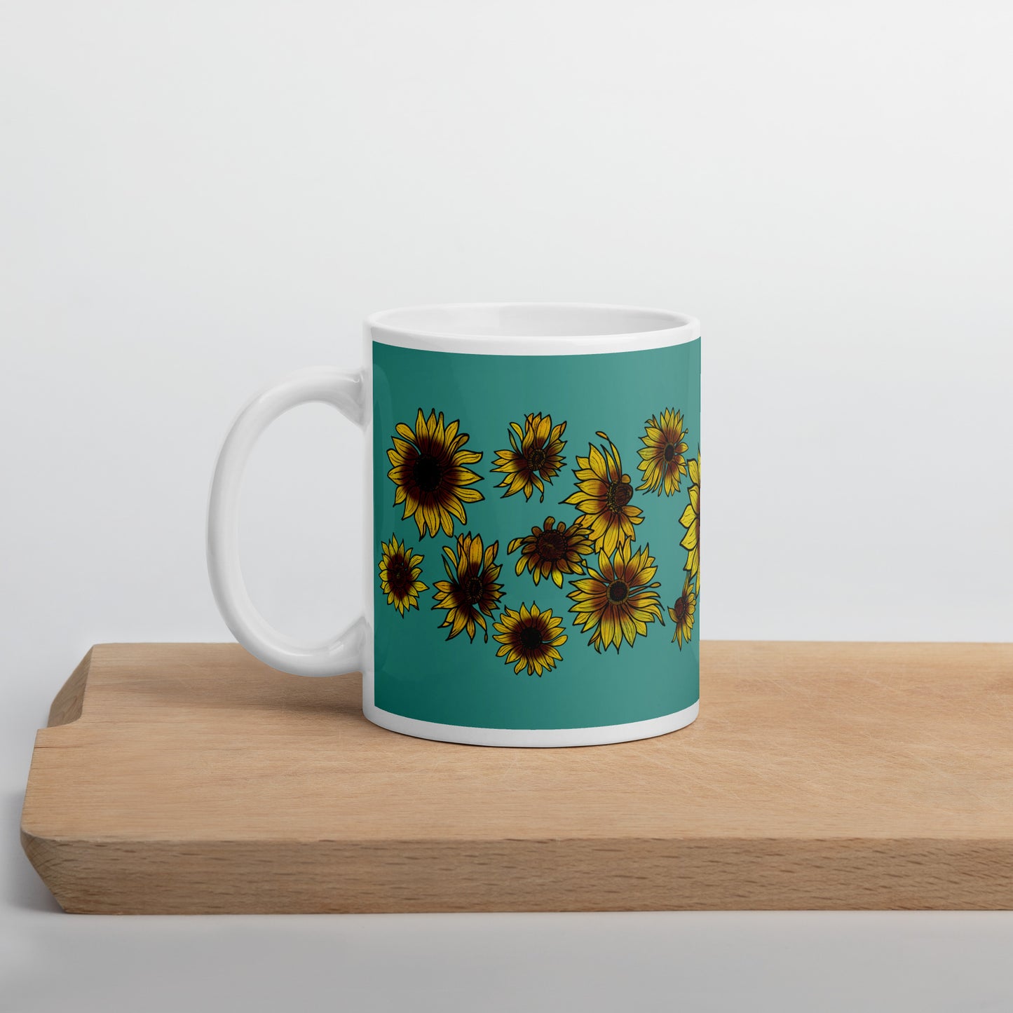 Sunflowers Glossy White Mug