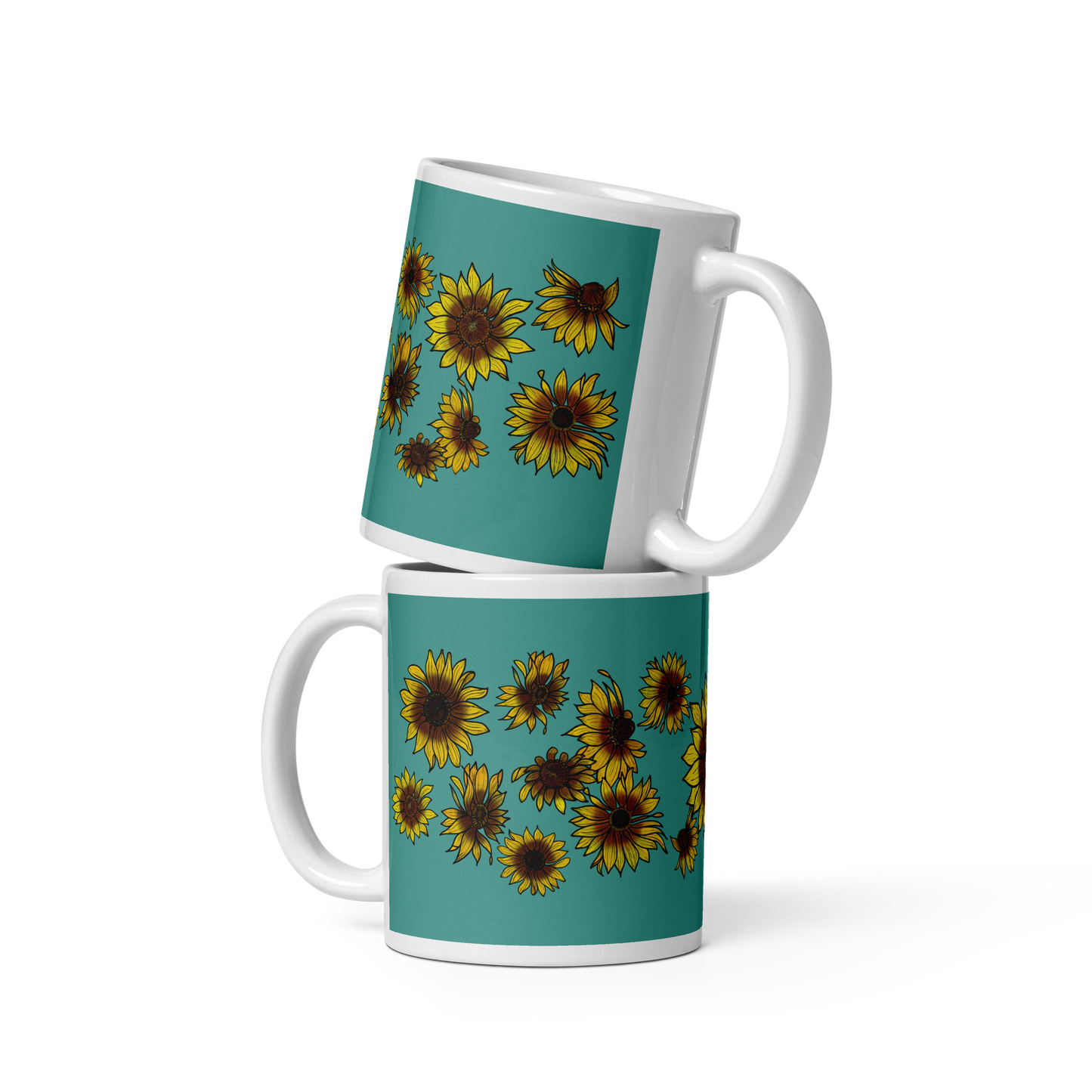 Sunflowers Glossy White Mug