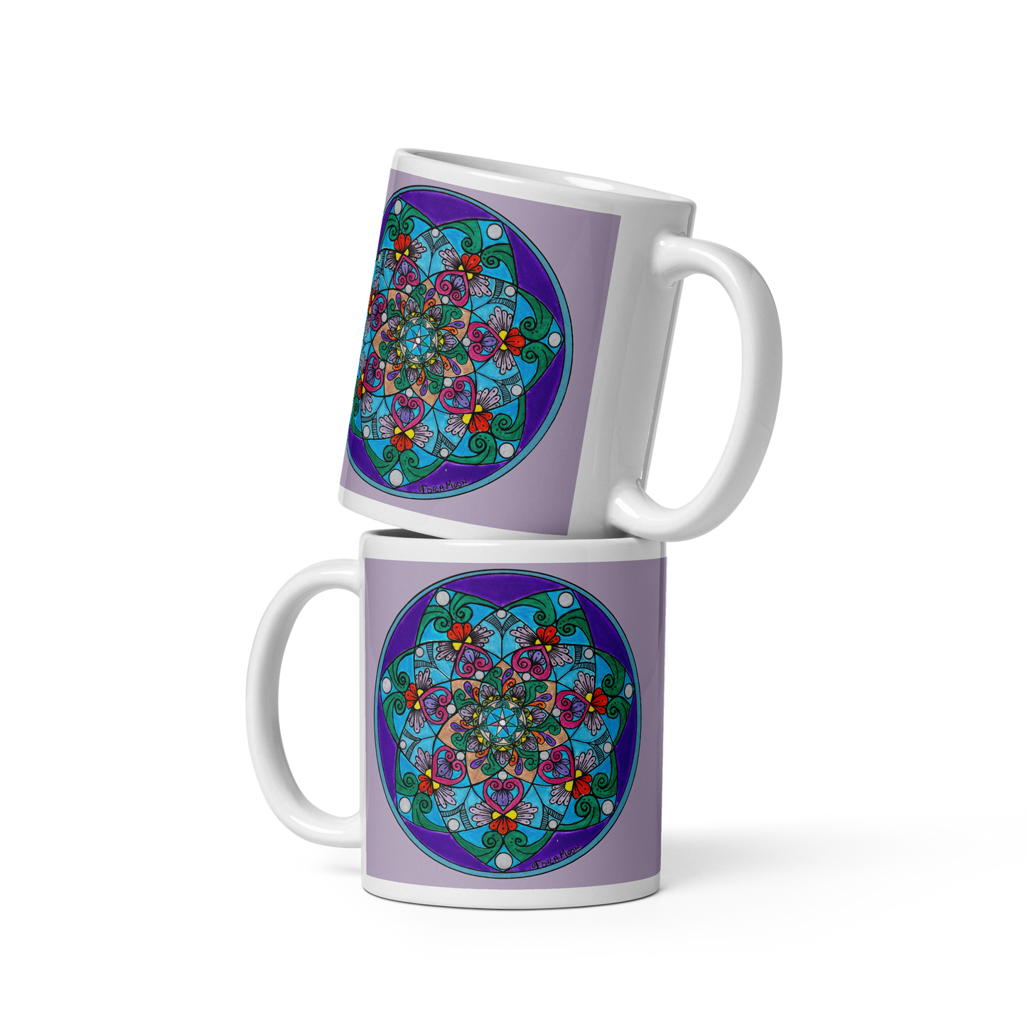 Elemental 7-Petal Mandala Glossy White Mug
