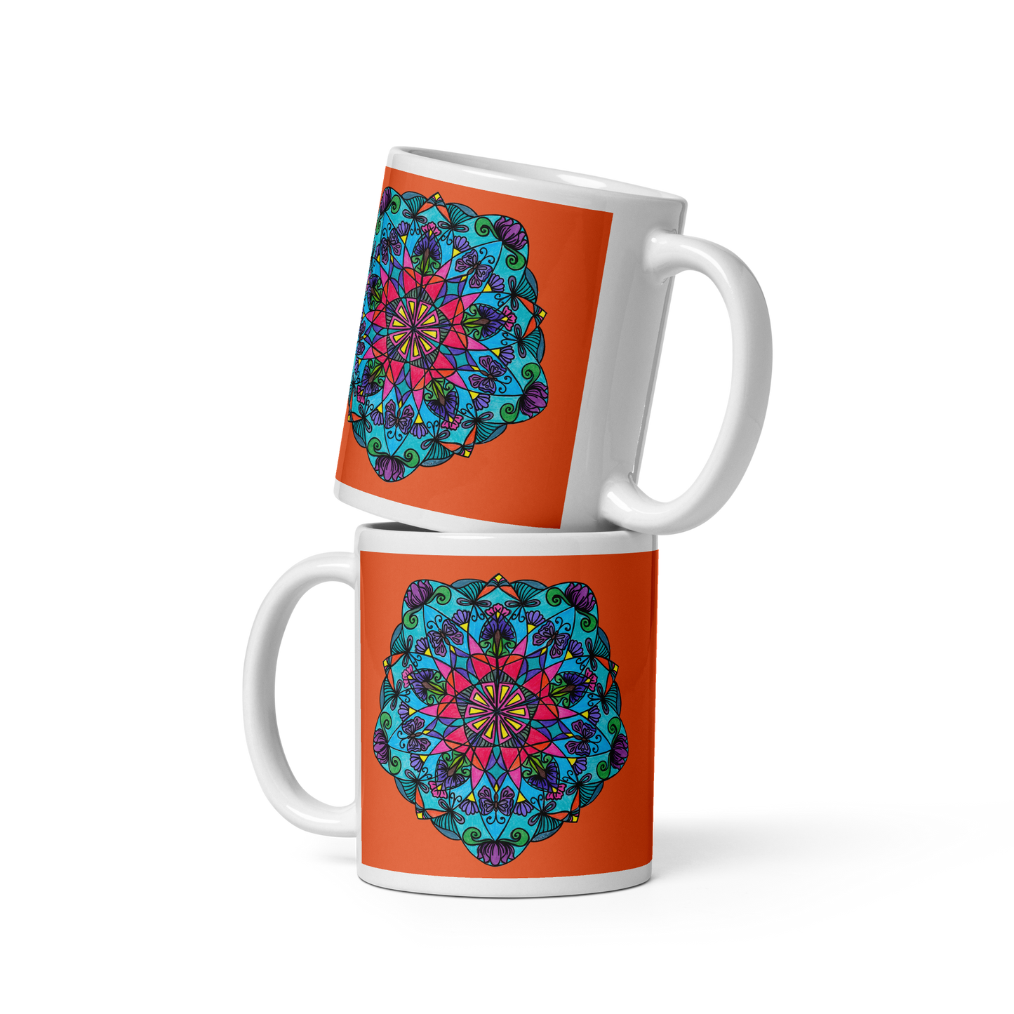 Enchanted Wings Mandala Glossy White Mug