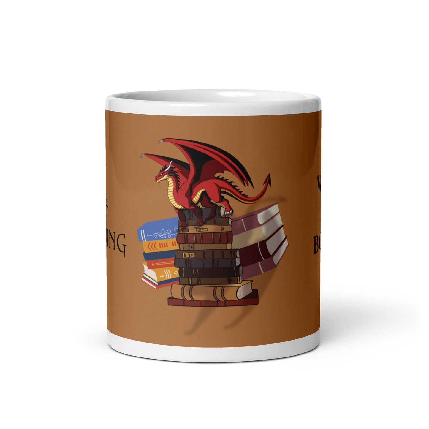 Fierce Red Dragon Book Guardian mug front