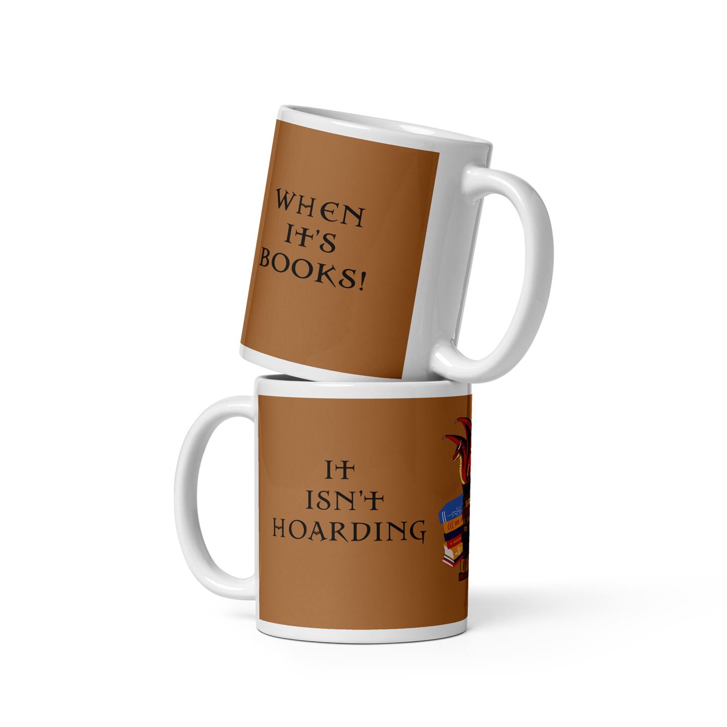 Fierce Red Dragon Book Guardian mug stack