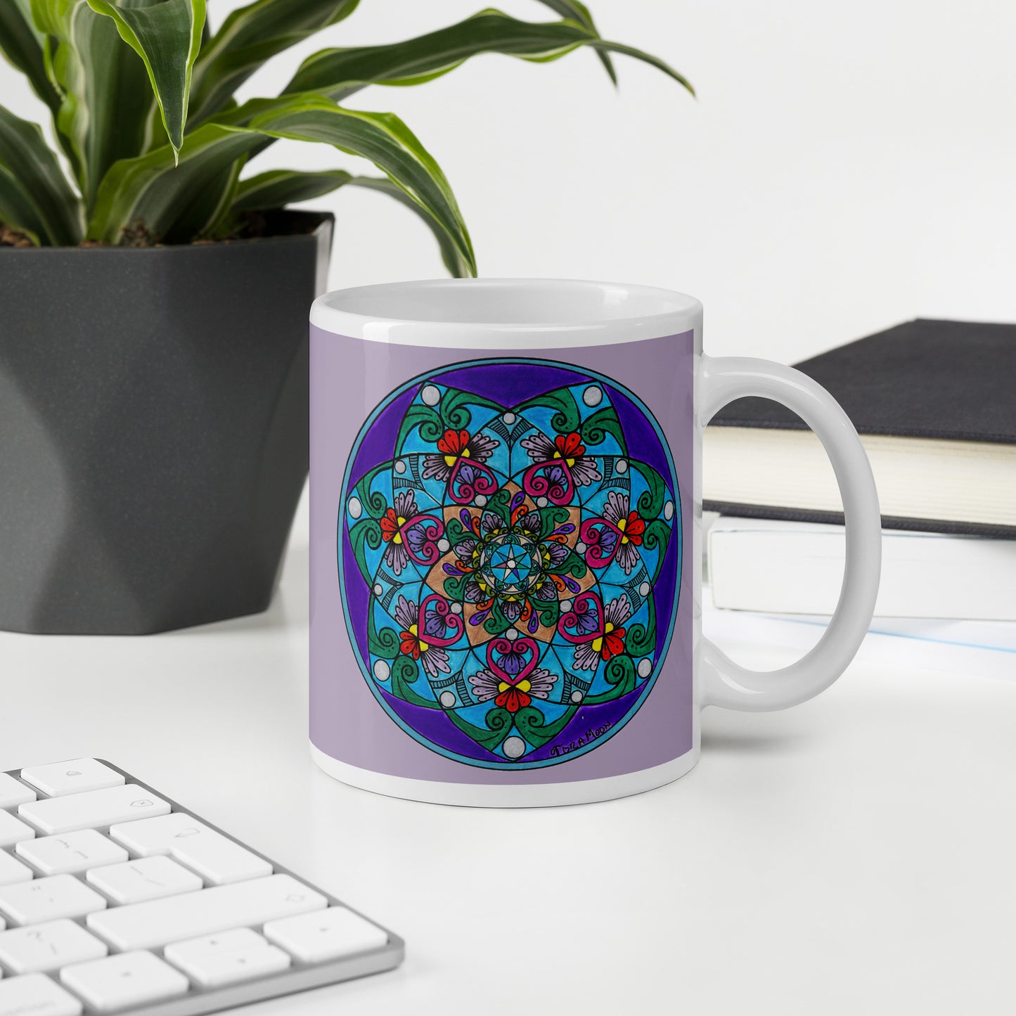 Elemental 7-Petal Mandala Glossy White Mug