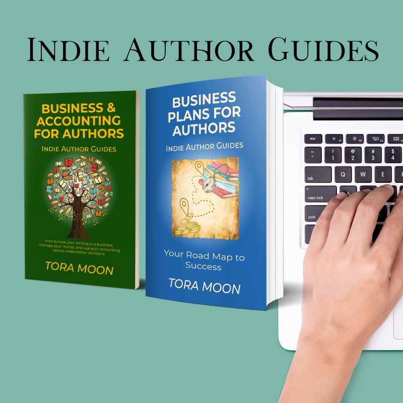 Indie author guides collection: business and accounting for authors, business plans for authors on a pale teal background