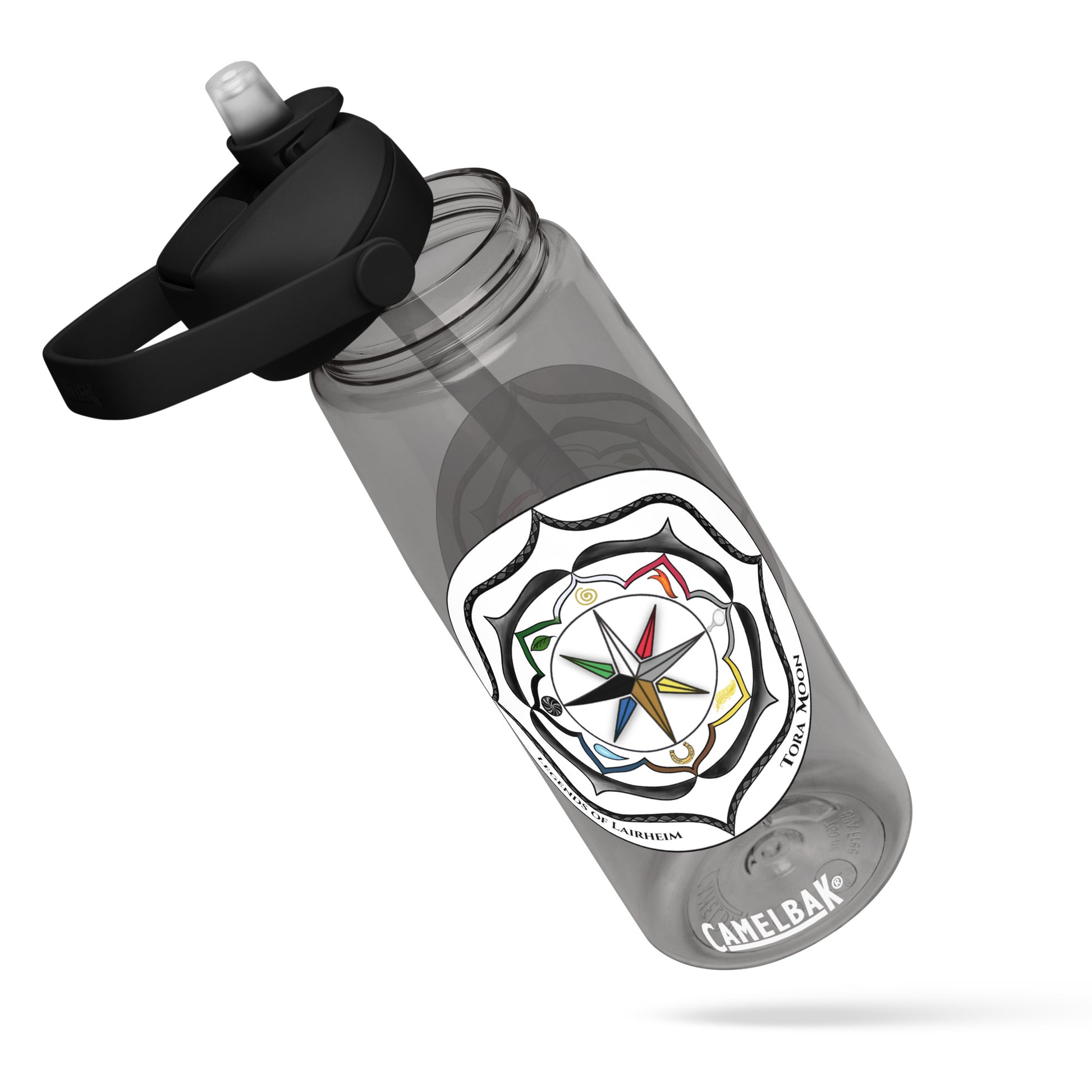 Black Talent Mandala Flip Straw Water Bottle charcoal