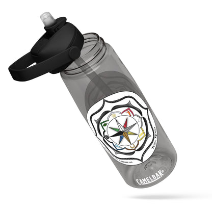 Black Talent Mandala Flip Straw Water Bottle charcoal