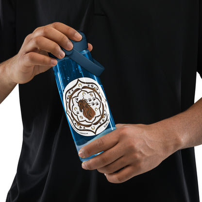 Person holding a Brown Talent Mandala Flip Straw  Water Bottle oxford blue