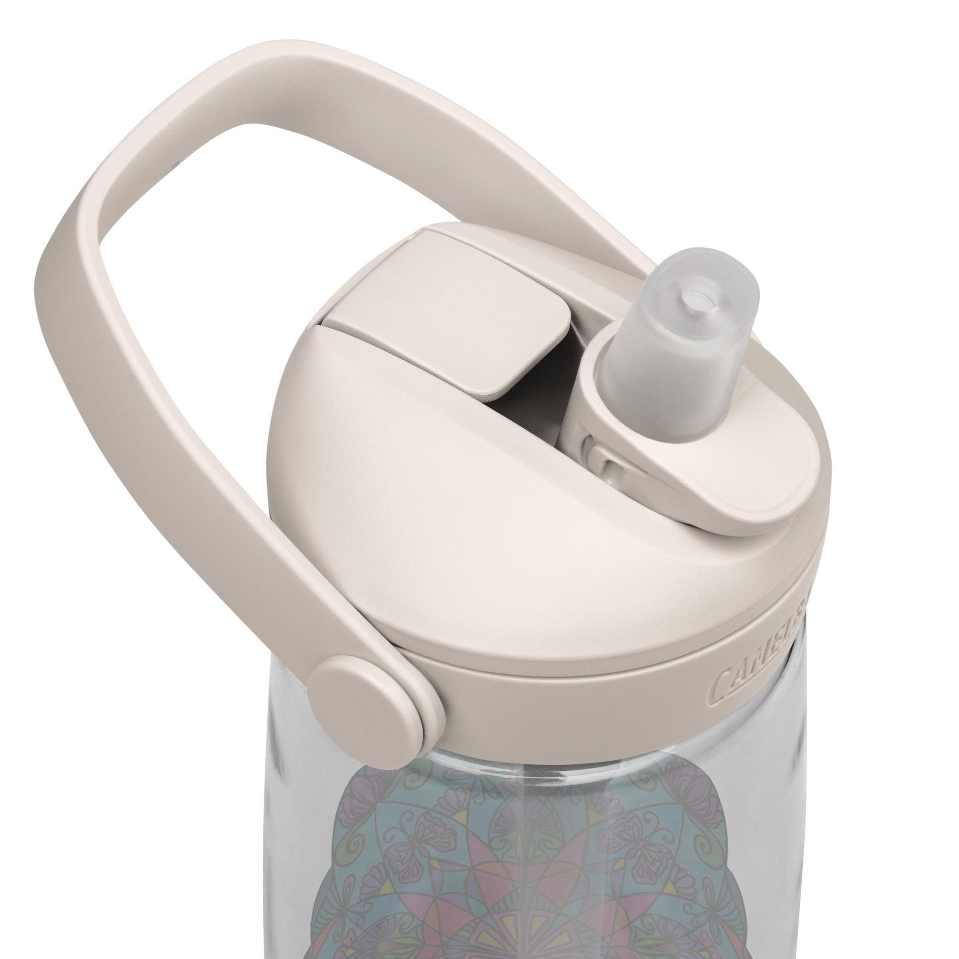 Enchanted Wings Mandala Flip Straw Water Bottle top clear-white