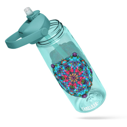 Enchanted Wings Mandala Flip Straw Water Bottle cove blue 