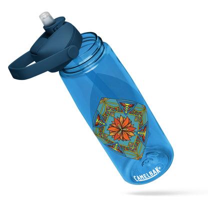 Fiery Radiance Mandala Flip Straw Water Bottle oxford blue