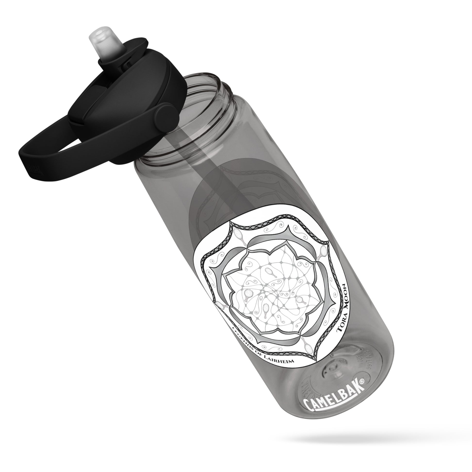 Gray Talent Mandala Flip Straw Water Bottle charcoal