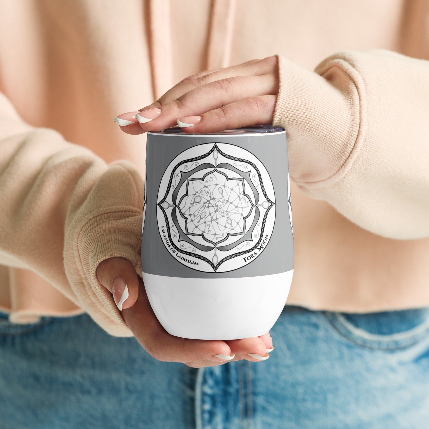 Legends-gray-mandala-wine-tumbler
