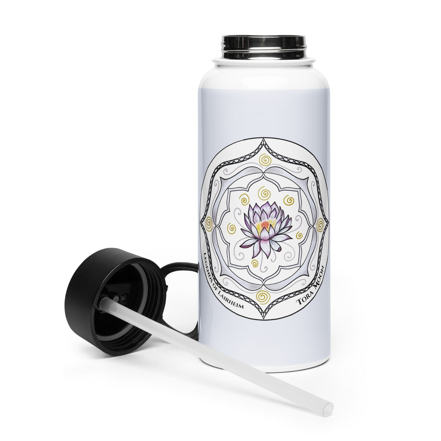 Legends-white-mandala-stainless-steel-water-bottle-with-straw