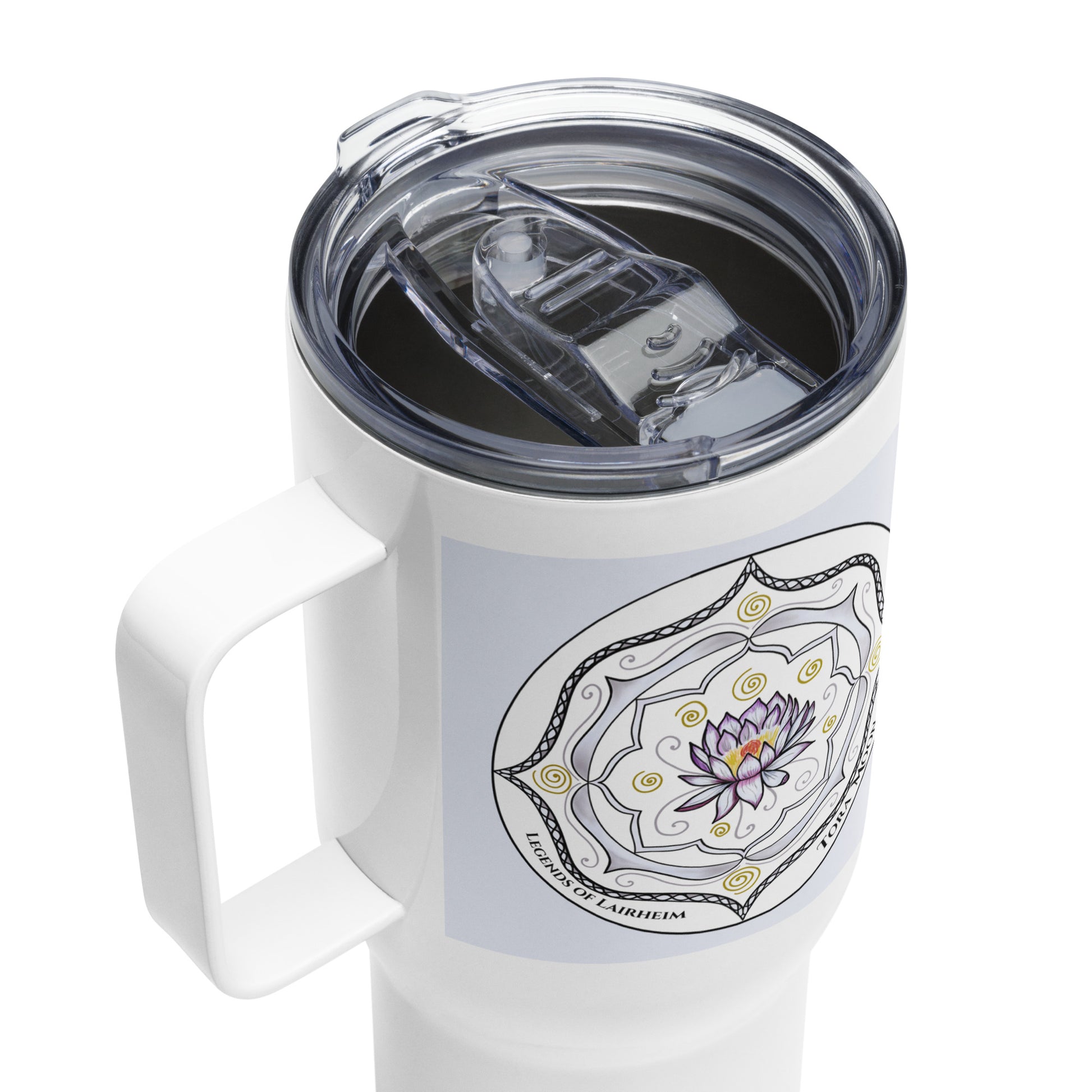Legends-white-mandala-travel-mug-top