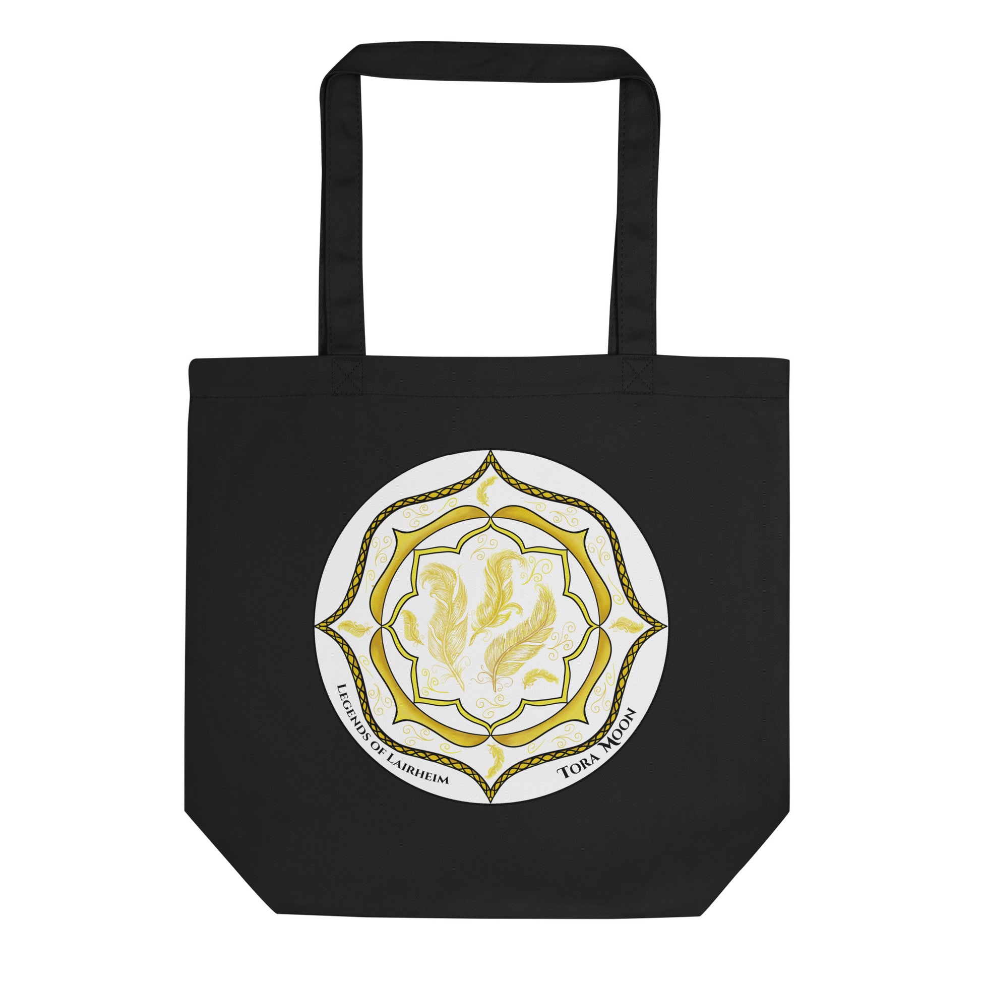 Legends-yellow-mandala-totebag-black-front
