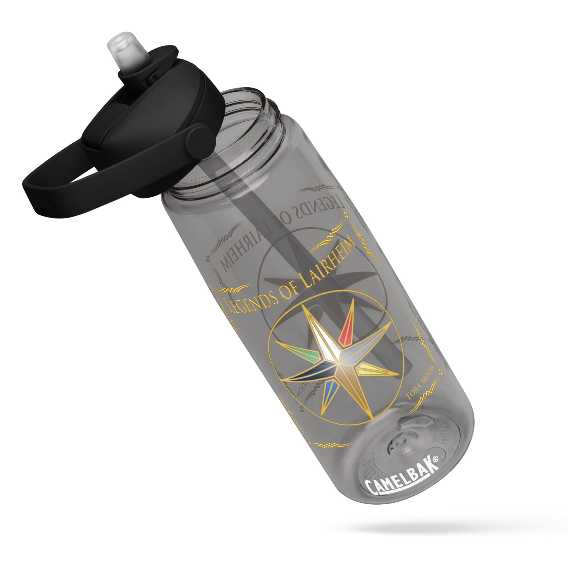 Legends of Lairheim Elemental Star Flip Straw Water Bottle charcoal
