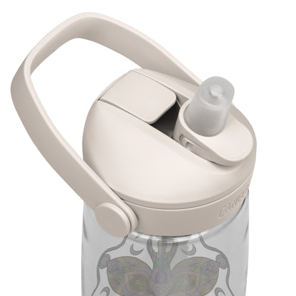 Moonlit Goddess Mandala Flip Straw Water Bottle top clear-white