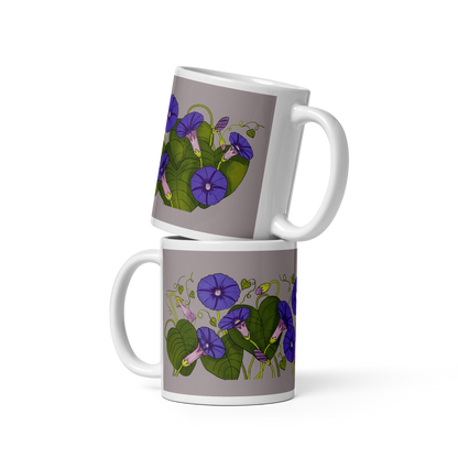 Morning Glories Glossy White Mug