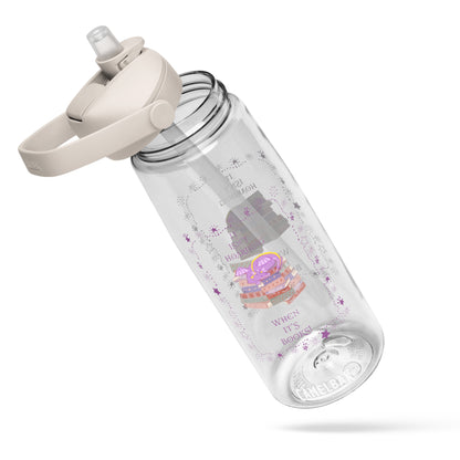 Whimsical Purple Book Hoarding Dragon Flip Straw Water Bottle clear