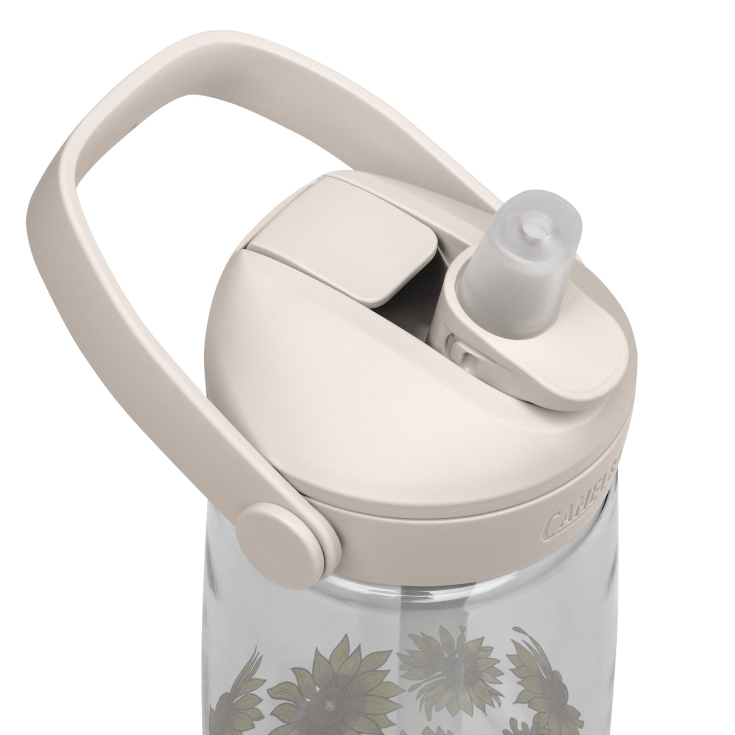 Sunflowers Flip Straw Water Bottle top clear-white