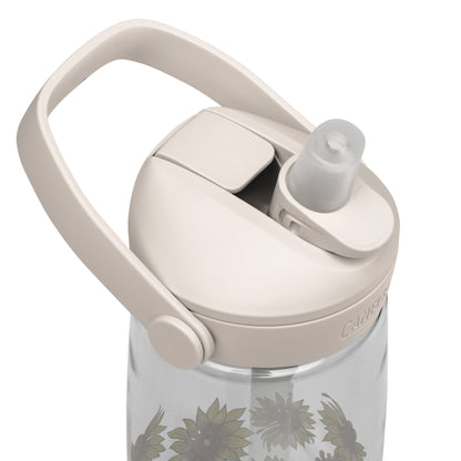 Sunflowers Flip Straw Water Bottle top clear-white