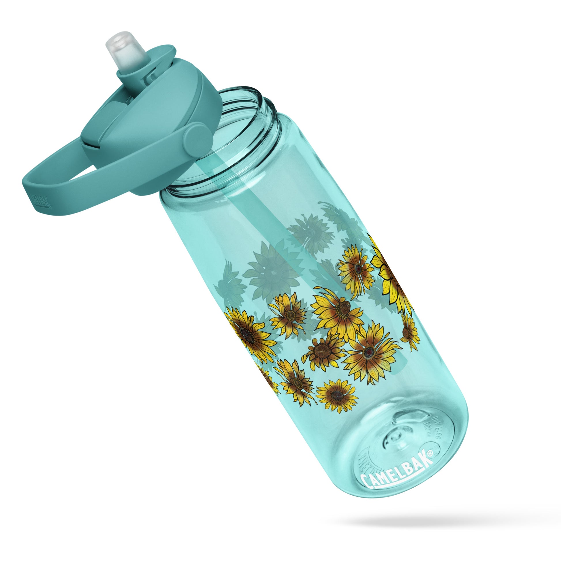 Sunflowers Flip Straw Water Bottle cove blue