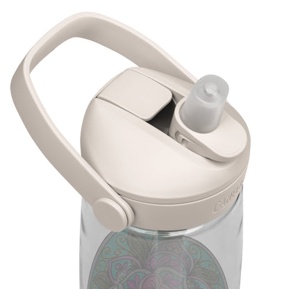 Triquetra Bloom Mandala Flip Straw Water Bottle top clear-white