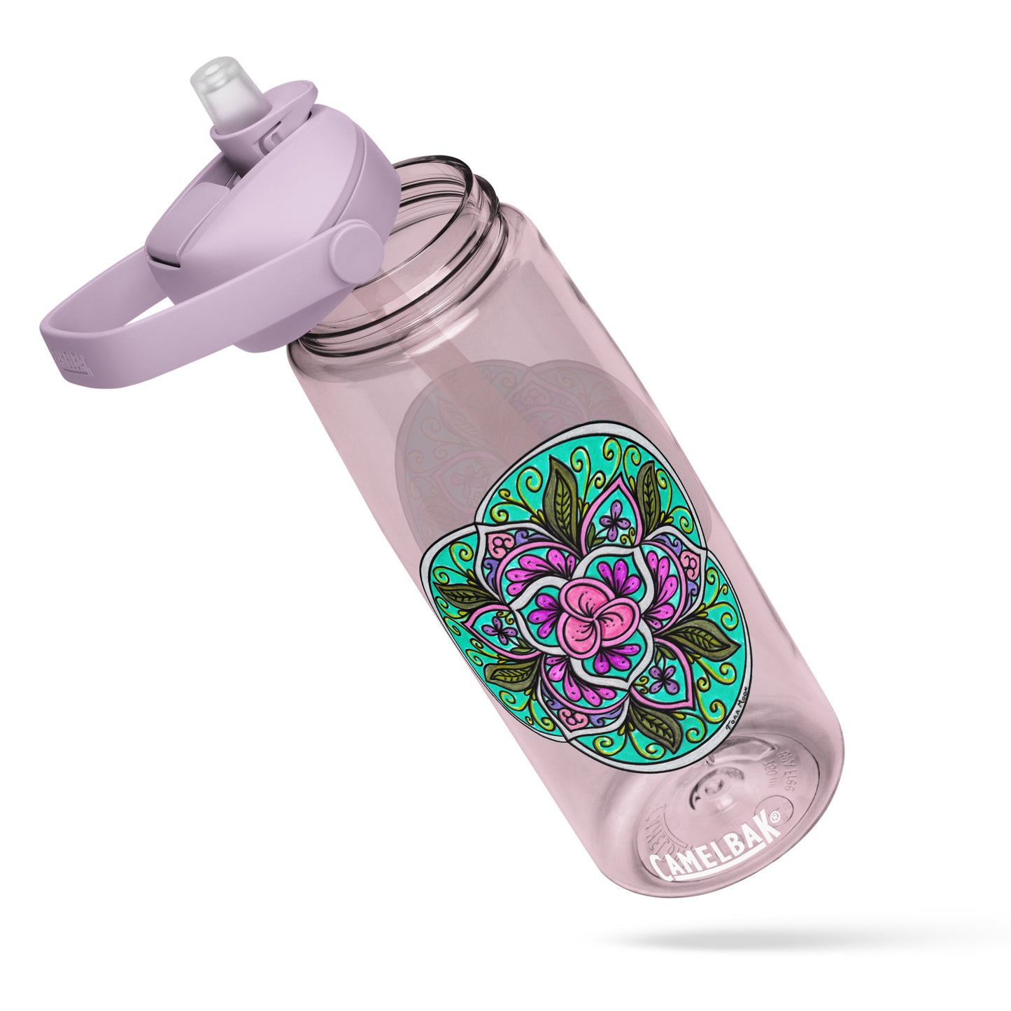 Triquetra Bloom Mandala Flip Straw Water Bottle purple sky