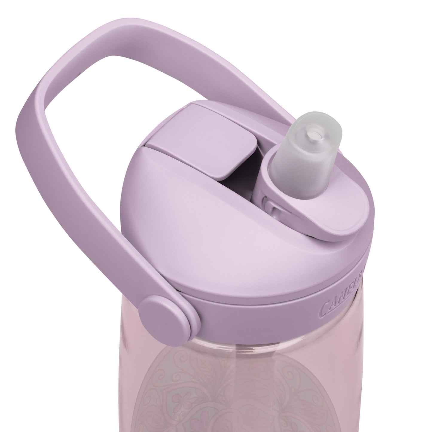 Triquetra Bloom Mandala Flip Straw Water Bottle top purple sky