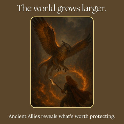 Rizelya encounters the gryphon Graak as her understanding of Lairheim grows beyond the world she has always known. Ancient Allies reveals what’s worth protecting.