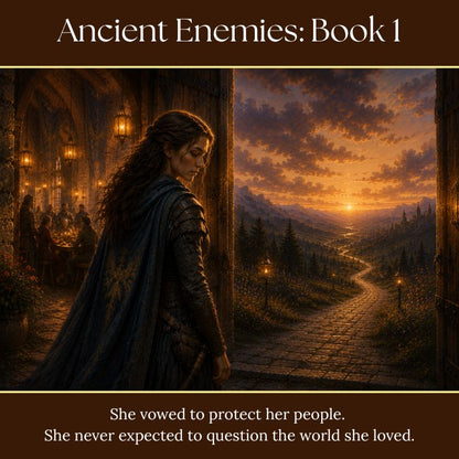 Ancient Enemies, Book 1 of Legends of Lairheim: Rizelya stands between the community she has vowed to protect and the unknown road ahead, where she will begin questioning the world she loves.