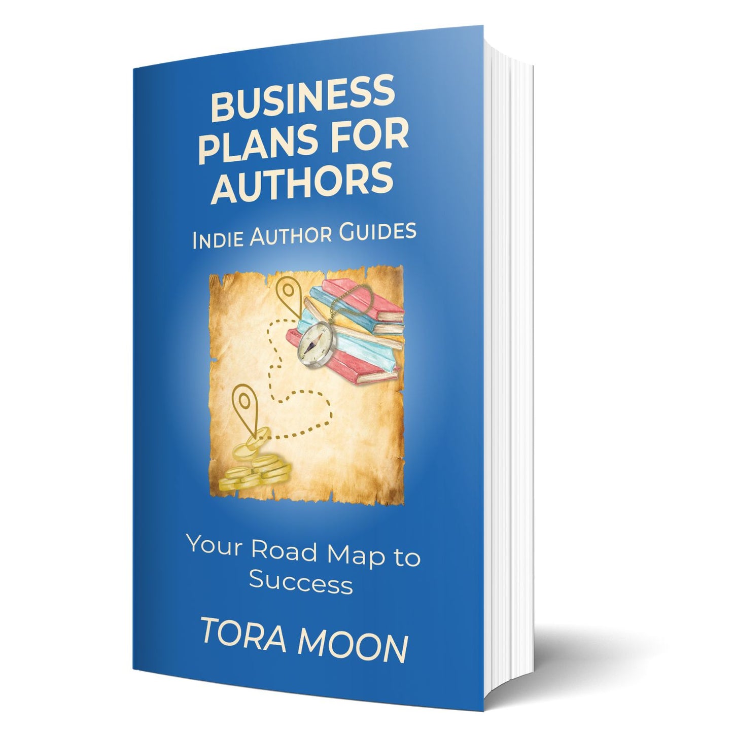 Business Plans for Authors print paperback mockup by Tora Moon. Indie Author Guides series book for planning and running an author business.