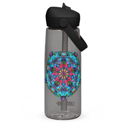 Enchanted Wings Mandala Flip Straw Water Bottle charcoal