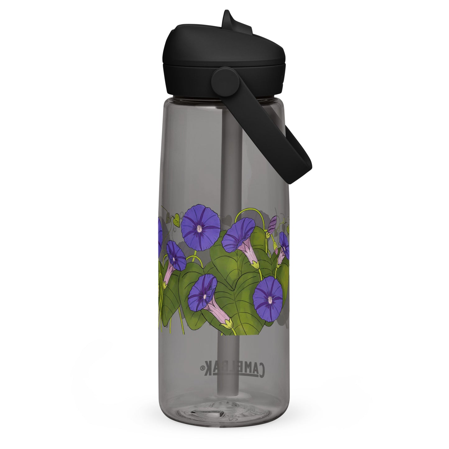 Morning Glories Flip Straw Water Bottle charcoal