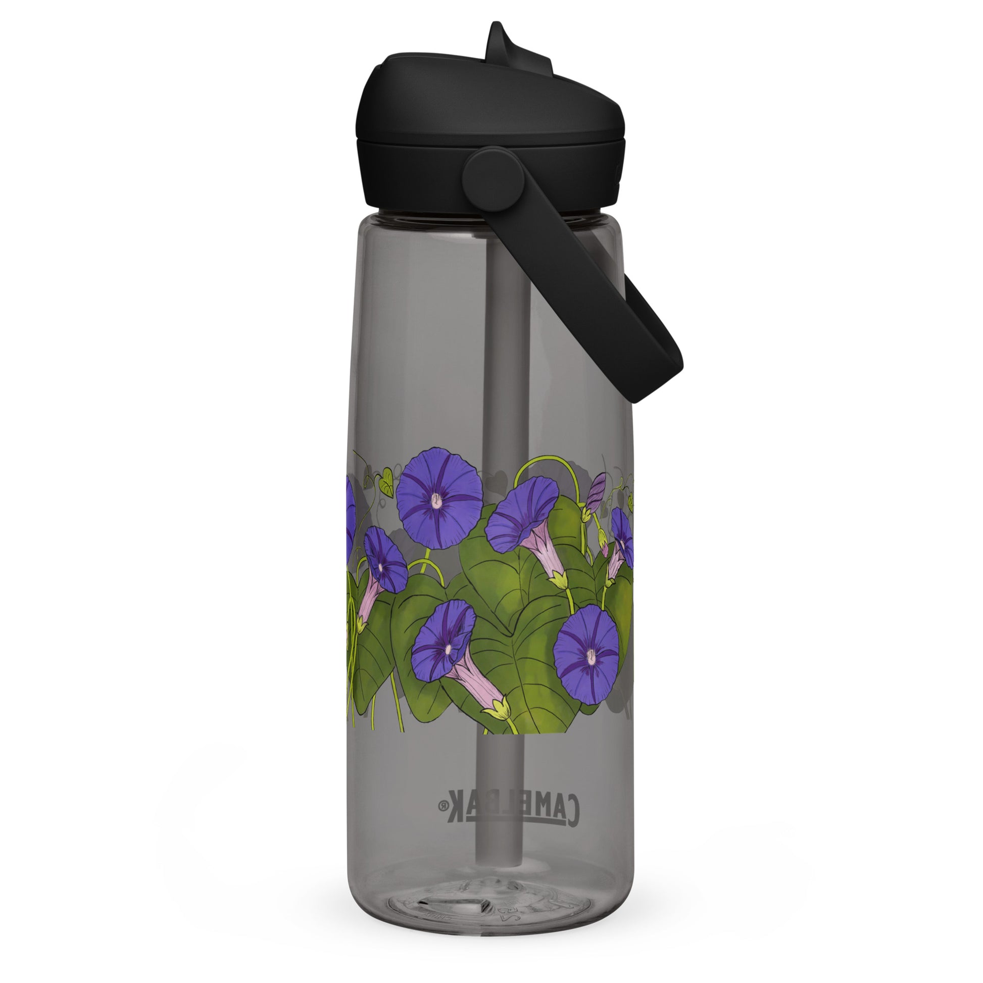 Morning Glories Flip Straw Water Bottle charcoal