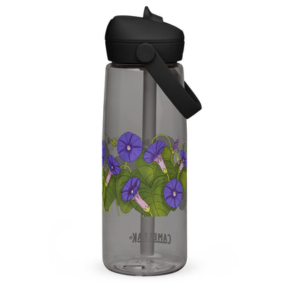 Morning Glories Flip Straw Water Bottle charcoal