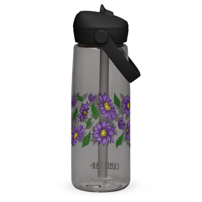 Purple Daisies Flip Straw Water Bottle charcoal