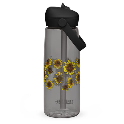 Sunflowers Flip Straw Water Bottle charcoal