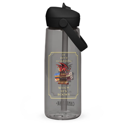 Fierce Red Dragon Book Guardian Flip Straw Water Bottle charcoal
