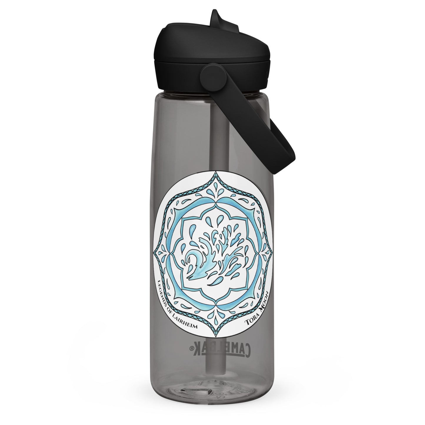 Blue Talent Mandala Flip Straw Water Bottle charcoal