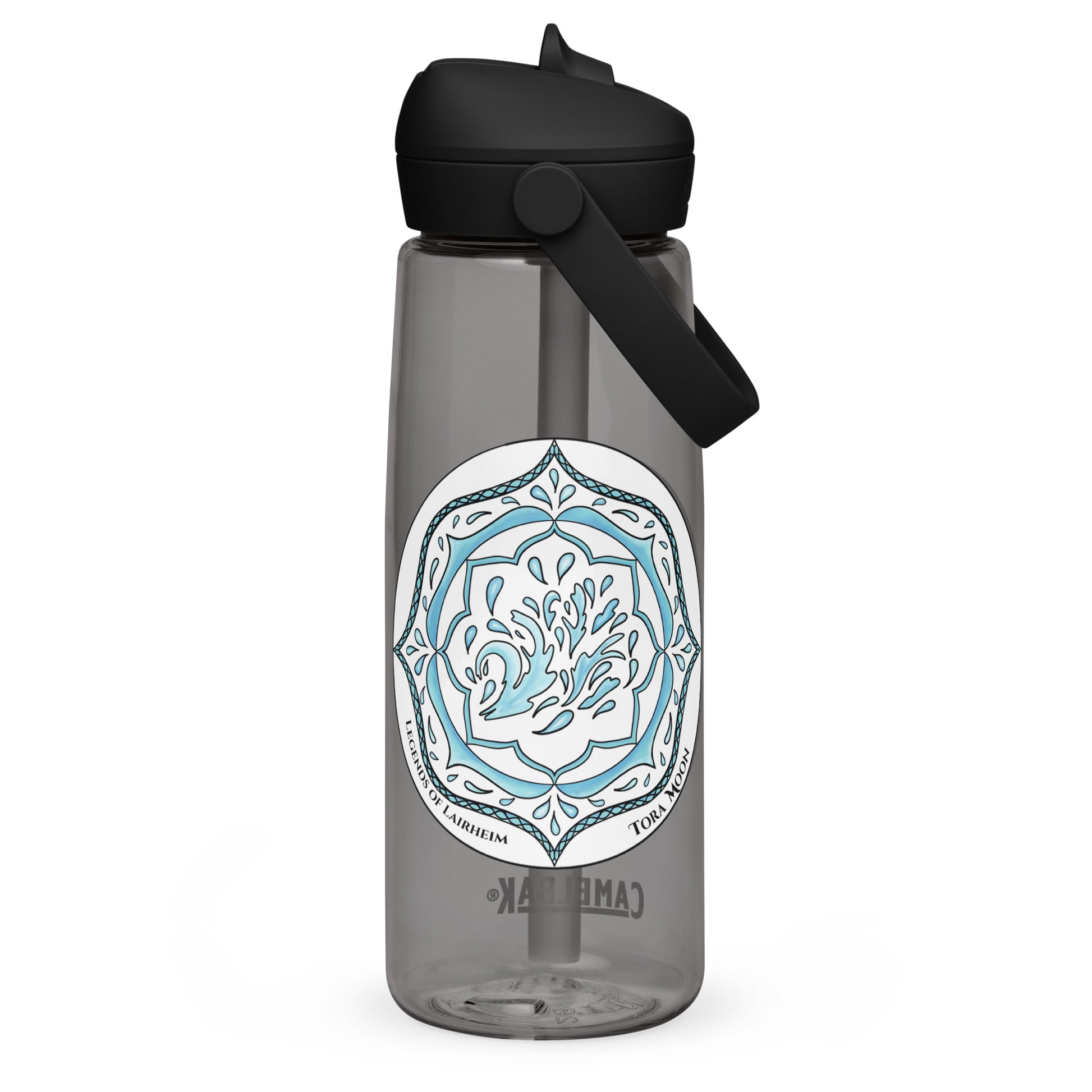Blue Talent Mandala Flip Straw Water Bottle charcoal