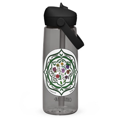 Green Talent Mandala Flip Straw Water Bottle charcoal