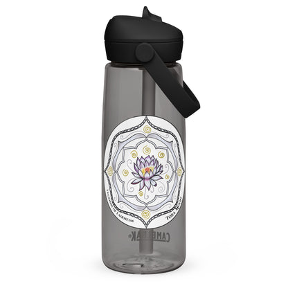 White Talent Mandala Flip Straw Water Bottle charcoal