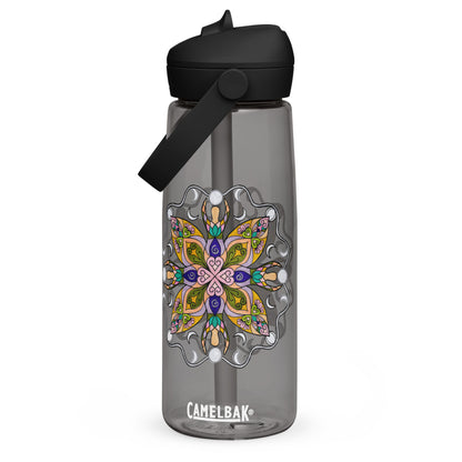 Moonlit Goddess Mandala Flip Straw Water Bottle charcoal