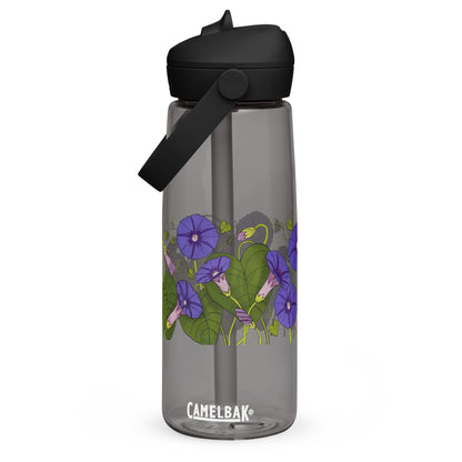 Morning Glories Flip Straw Water Bottle charcoal